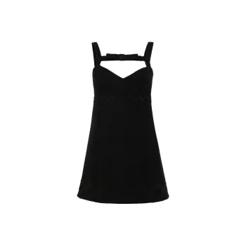 Patou Bow neckline Tweed Mini Dress
