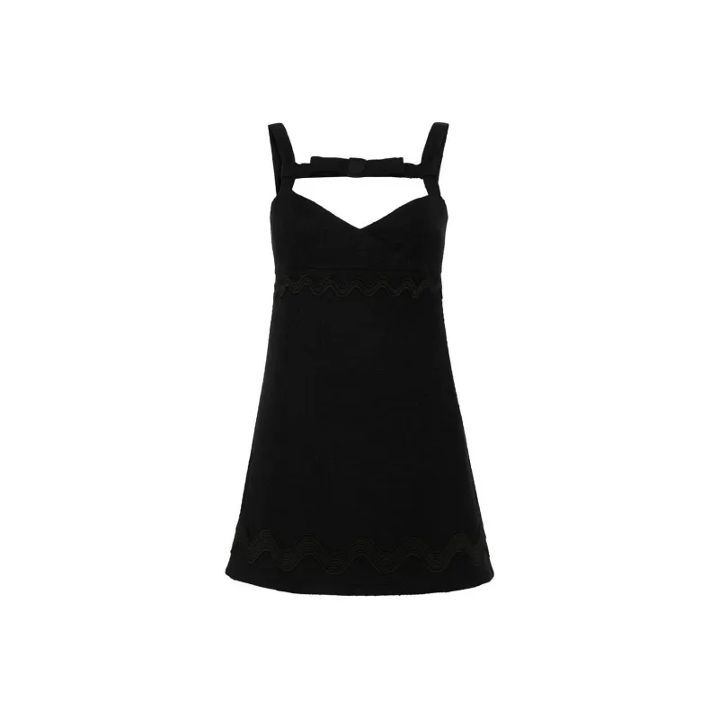 Patou Bow neckline Tweed Mini Dress-0