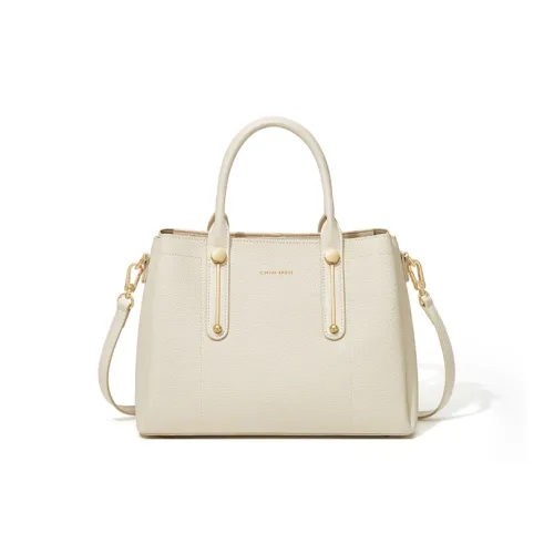 CinvaiKrose Synthetic Leather Shoulder Bag, Crossbody Bag, Portable Mom Bag Tote Medium Size Women's Khaki/White