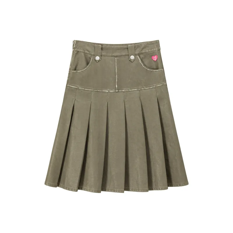 CHUU Casual Short Skirts Women's Gray Green-0