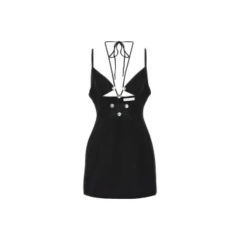 AREA Star-Embellished Cut-Out Mini Dress