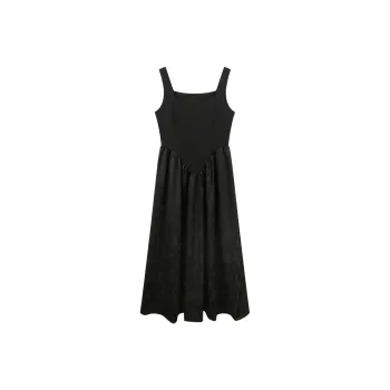 Migu Slip Dresses Women's Golden Thread Language Q12231 Black