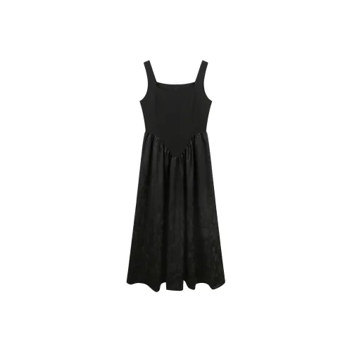 Migu Slip Dresses Women's Golden Thread Language Q12231 Black