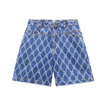 XII BASKET Denim Shorts Women's Aqua Blue