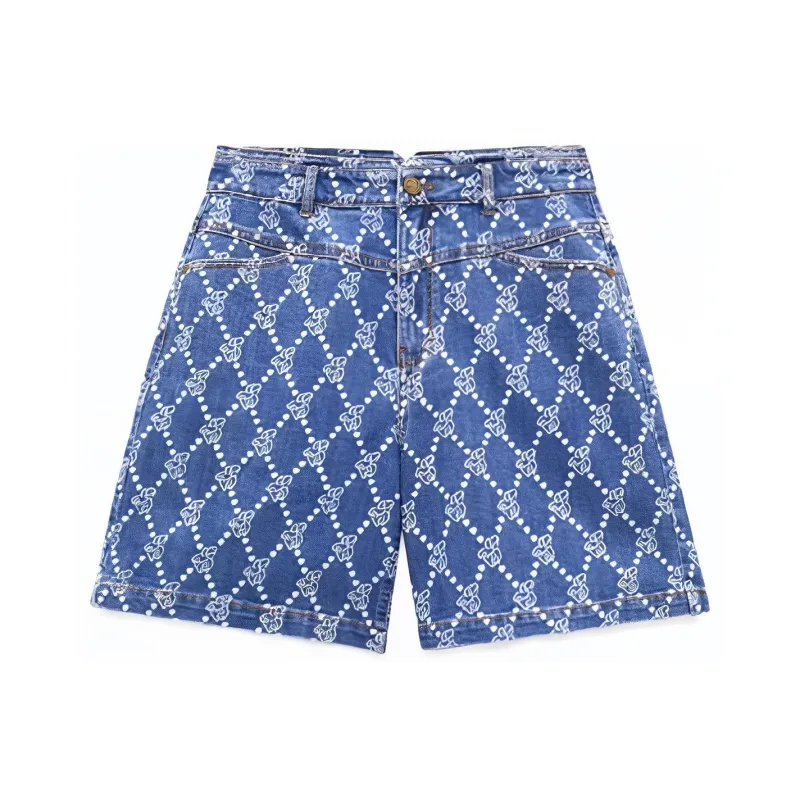 XII BASKET Denim Shorts Women's Aqua Blue-0