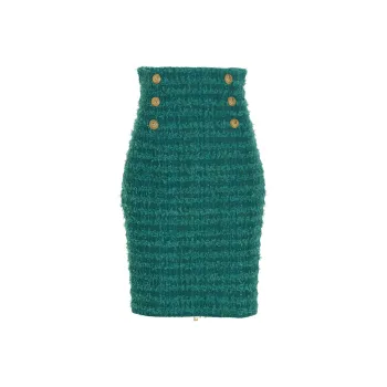 BALMAIN Tweed Double breasted Pencil Skirt