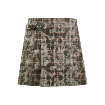 ONLY Casual Short Skirts Women's Green Lattice