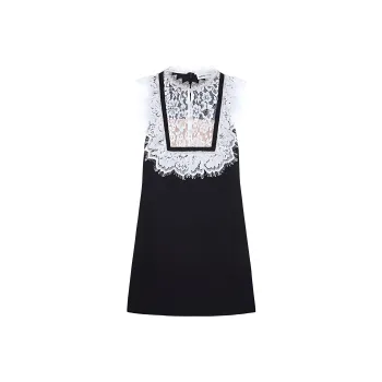 Self-portrait Sleeveless Dress Women's Black White Color Blocking