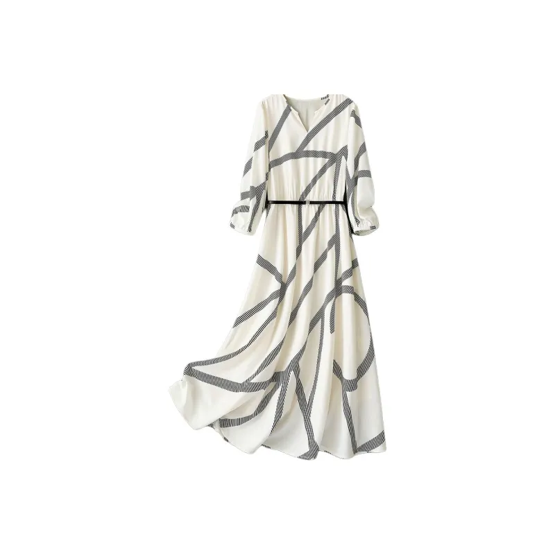 IHIMI Long Sleeved Dresses Women's Beige-1
