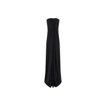 Ferragamo Gathered Detailed Strapless Long Dress