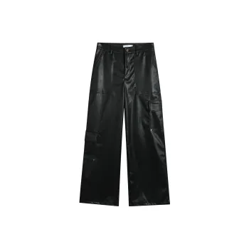 YINLEI Leather Pants Women's Black