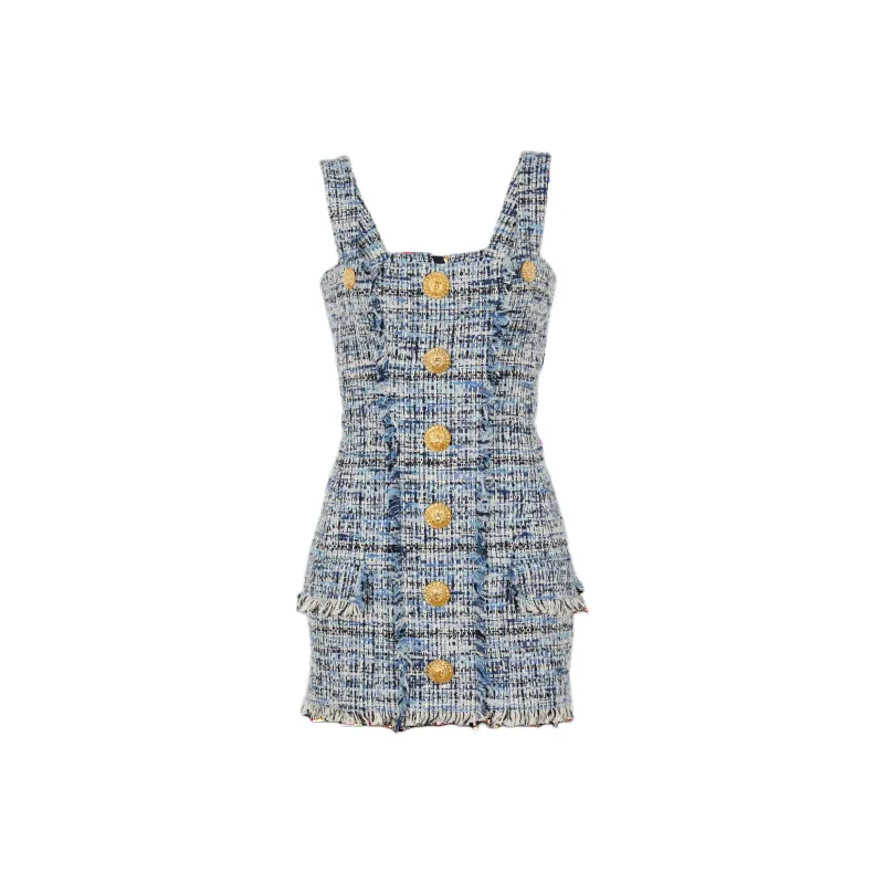 BALMAIN Short Tweed Dress-0
