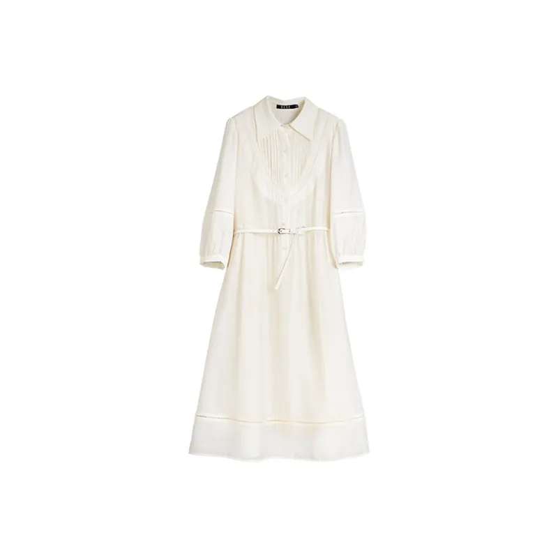ELLE Long Sleeved Dress Summer Women's Ecru-0
