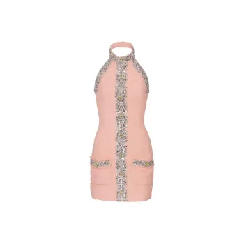 BALMAIN Crystal-embelished Halterneck Dress