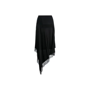 MM6 Maison Margiela Spliced Lace trim Midi Skirt