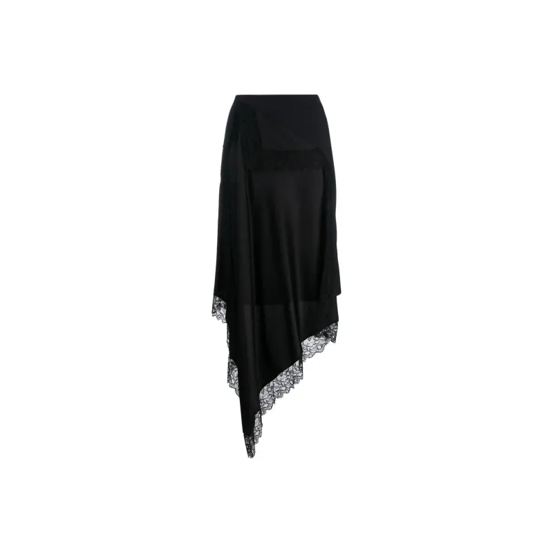 MM6 Maison Margiela Spliced Lace trim Midi Skirt-0