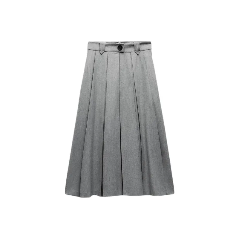 ZARA Casual Long Skirts Women's Gray-0