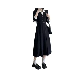 Si Bei'er Long Sleeved Dresses Women's Black Comes With Belt