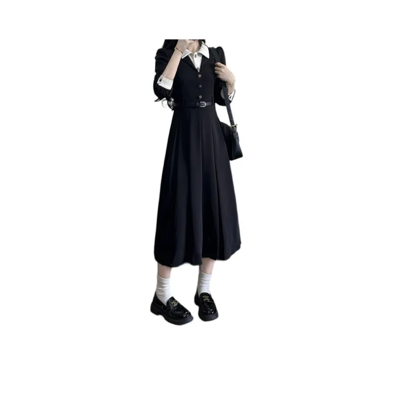 Si Bei'er Long Sleeved Dress Women's Black-0
