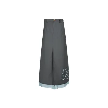 GOOD BAI Casual Long Skirts Women's Preppy Gray