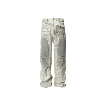 YADcrew Jeans Unisex White Gray