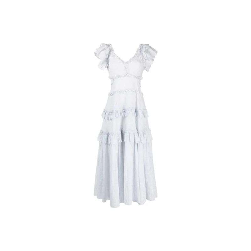 NEEDLE & THREAD Broderie anglaise Organic Cotton Maxi Dress-0