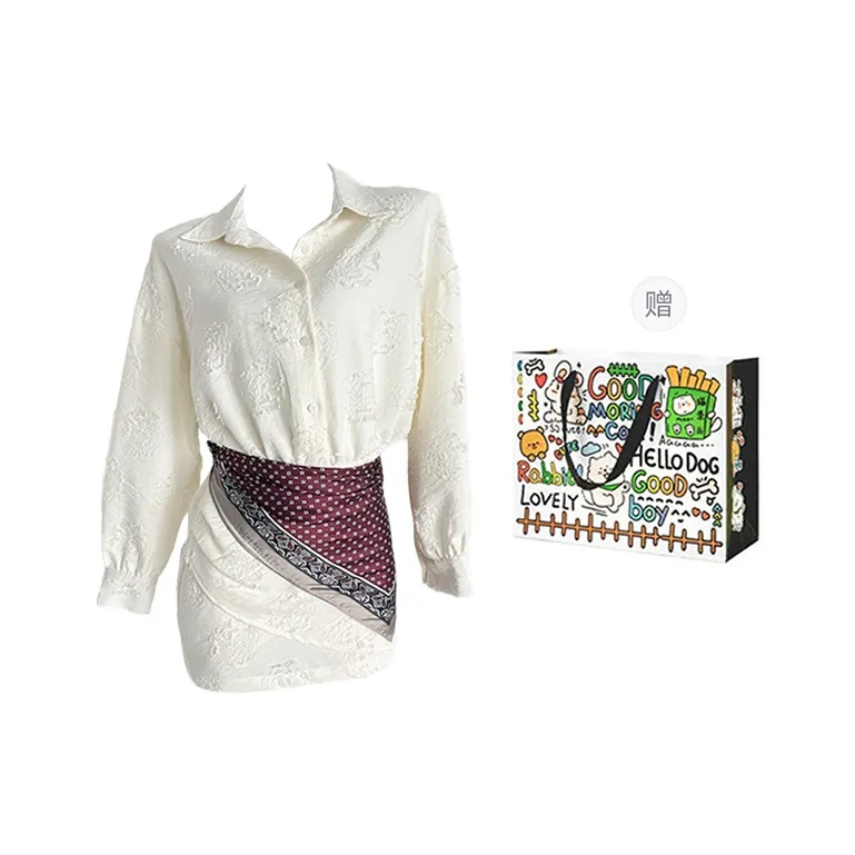 ZVJH Long Sleeved Dresses Women's White-0