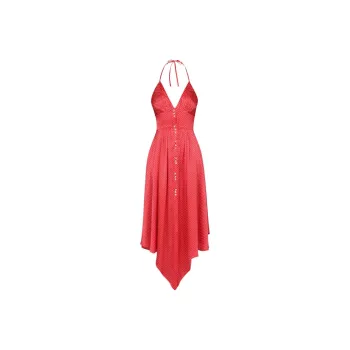 Alexandre Vauthier Polka dot Print Halterneck Midi Dress