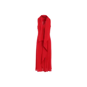 Yohji Yamamoto Ry Lawn Long Draped Sleeveless Dress