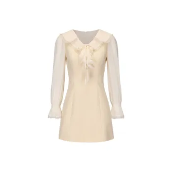 CHIWAWAMEME Long Sleeved Dresses Women's Custard & Beige