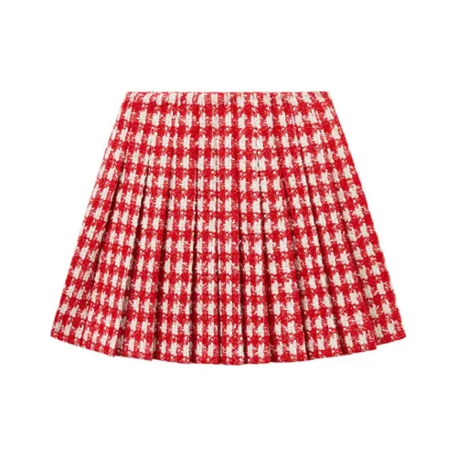 Self-portrait Check-bouclé Pleated Mini Skirt