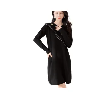 X MOOM Long Sleeved Dress Women's Black