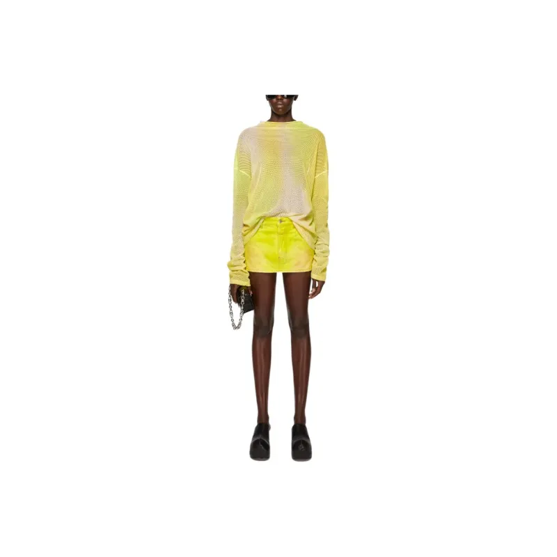 Acne Studios SS24 Casual Short Skirts Women's Neon Yellow-0