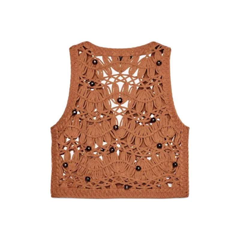 ZARA Tank Tops Women's Brown-1