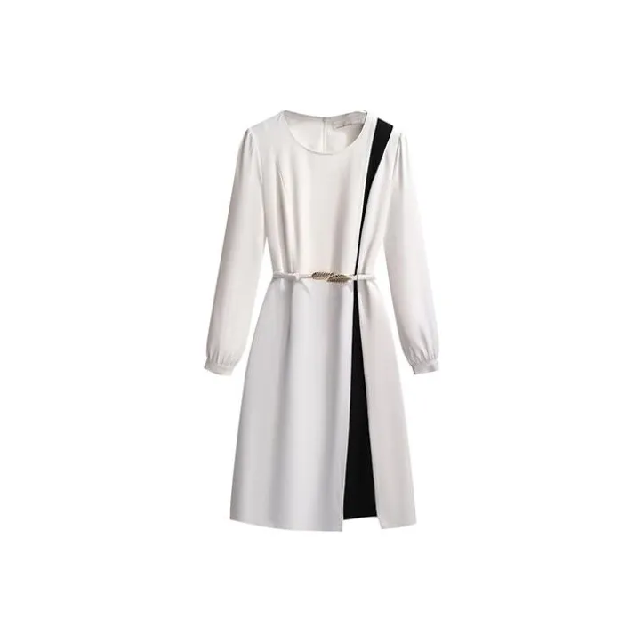 Silky Queen Long Sleeved Dresses Women's White-0