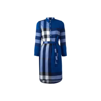 Burberry Long Sleeved Dresses Women's Blue