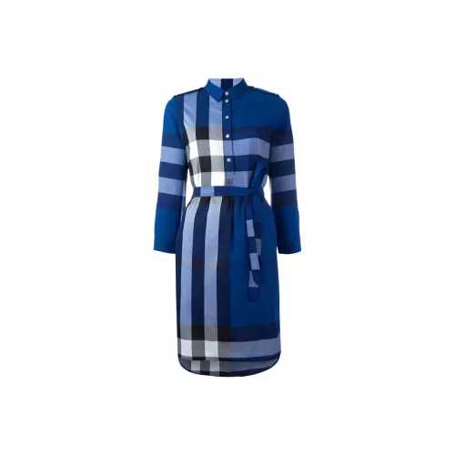 Burberry Long Sleeved Dresses Women's Blue