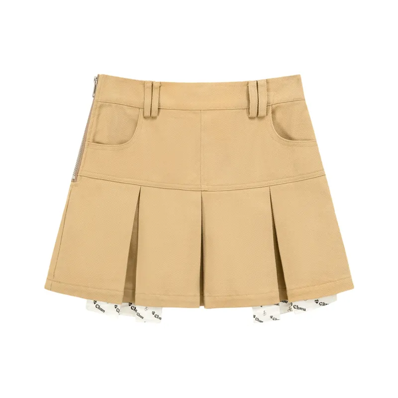CHUU Casual Short Skirts Women's Khaki-0