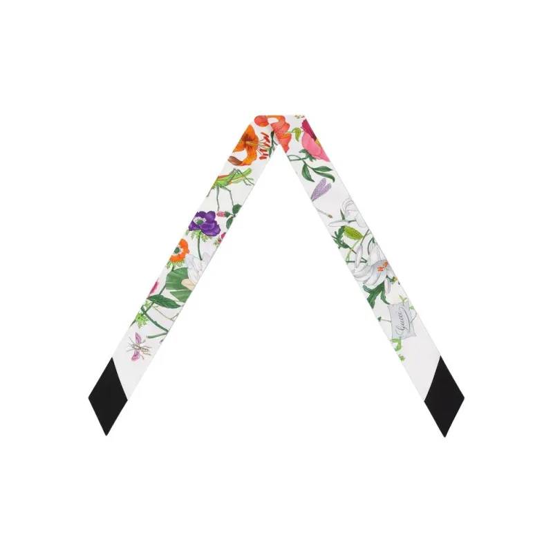 GUCCI Silk Scarves Women's White-1