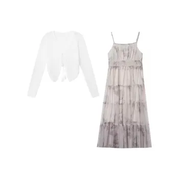 ZIHAN Skirt Set Women's Bamboo Straw Gray