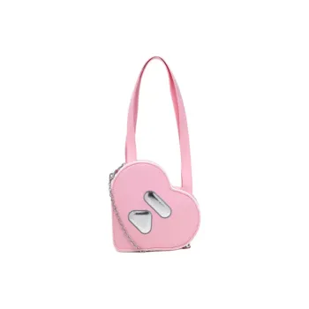 A BATHING APE Polyurethane Heart Shaped Handbag Women's Pink