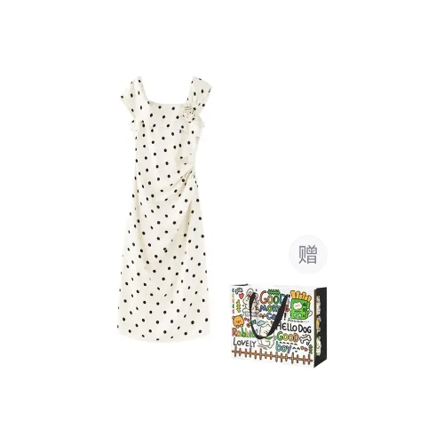 DEDY Sleeveless Dresses Women's Polka Dot Rice Shopping Bag