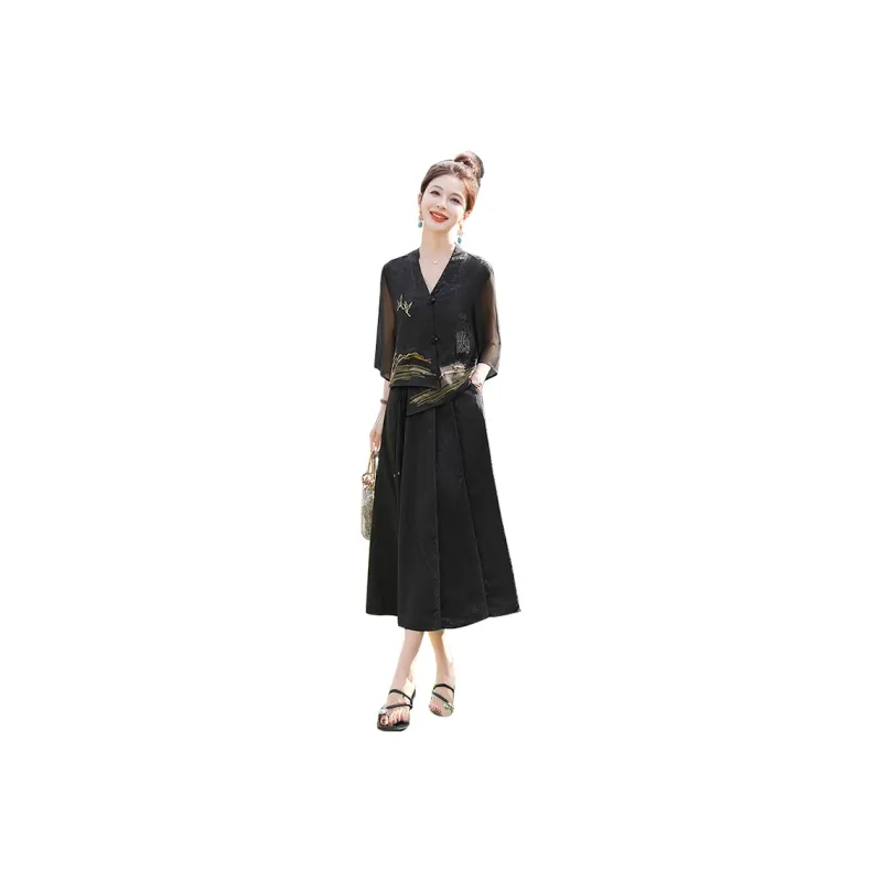 Cypress House Skirt Set Women's Black-0