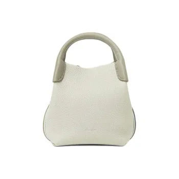 Loro Piana Cow Leather Bucket Bag, One Shoulder Handbag Mini Women's Light Green & Sun Gold