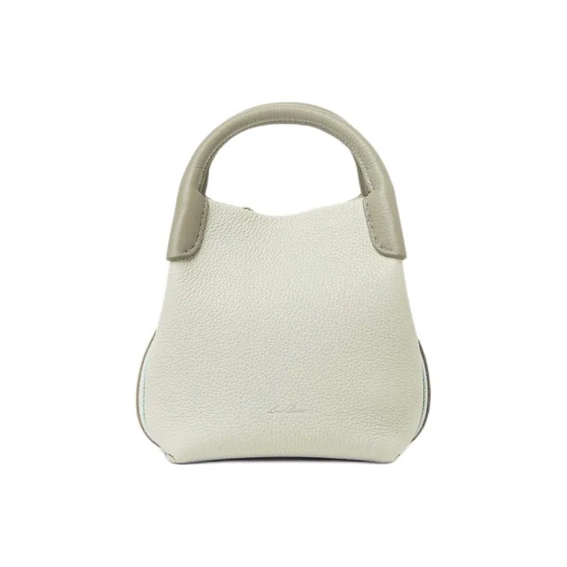 Loro Piana Cow Leather Bucket Bag, One Shoulder Handbag Mini Women's Light Green & Sun Gold-0