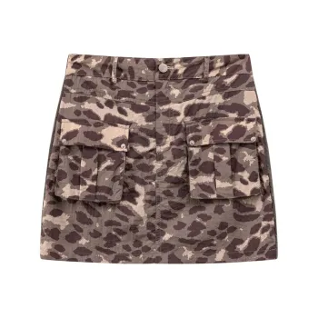 CHUU Casual Short Skirts Women's Leopard Gray