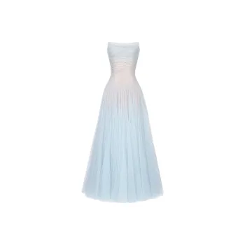 MONTSAND SS25 Blue Draped Lace Maxi Dress Sleeveless Dress Women's Blue