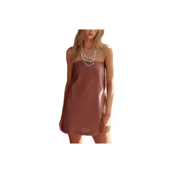 FREE PEOPLE Essentially The Best Cotton-Linen Mini Sleeveless Dress Women's Antique Oak