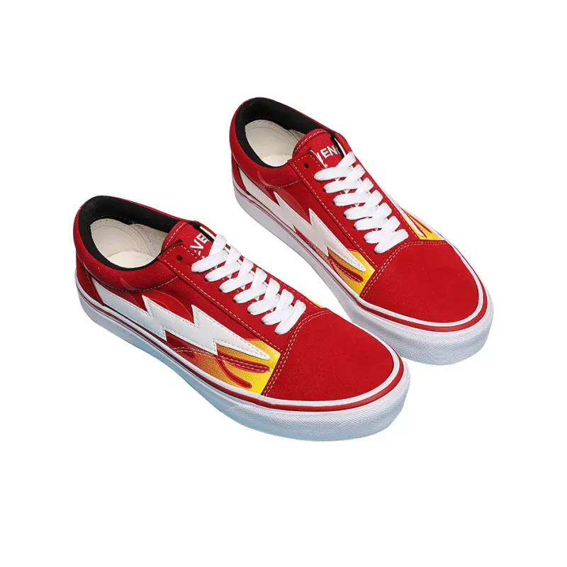 REVENFE X SPOTM x BURNING FLAME Slip Resistant, Abrasion Resistant, Breathable Low Top Canvas Shoes Unisex-2
