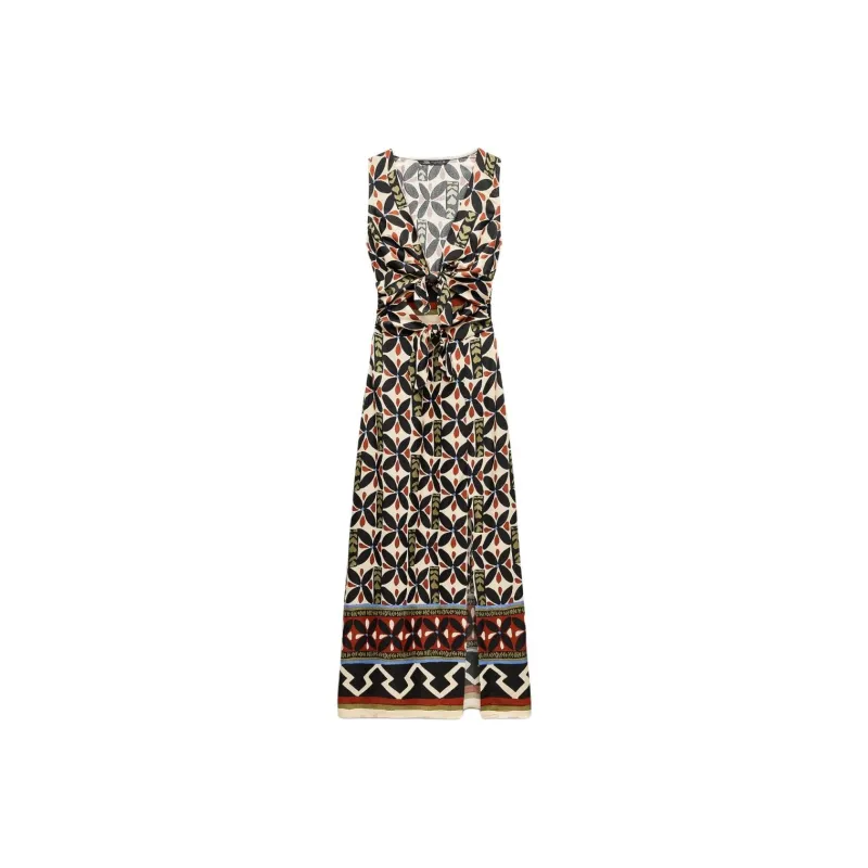 ZARA Sleeveless Dress Women's Multicolor-0